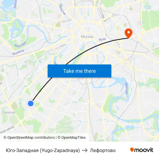 Юго-Западная (Yugo-Zapadnaya) to Лефортово map