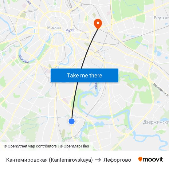 Кантемировская (Kantemirovskaya) to Лефортово map