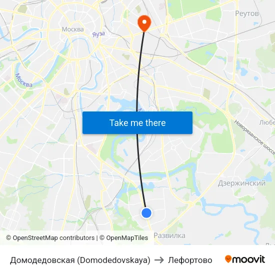 Домодедовская (Domodedovskaya) to Лефортово map