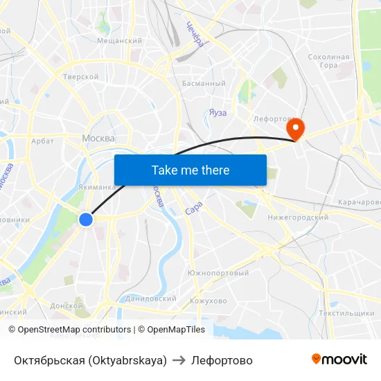 Октябрьская (Oktyabrskaya) to Лефортово map
