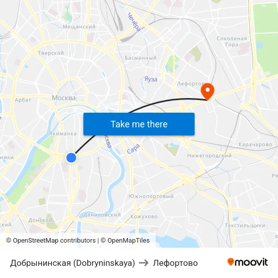 Добрынинская (Dobryninskaya) to Лефортово map
