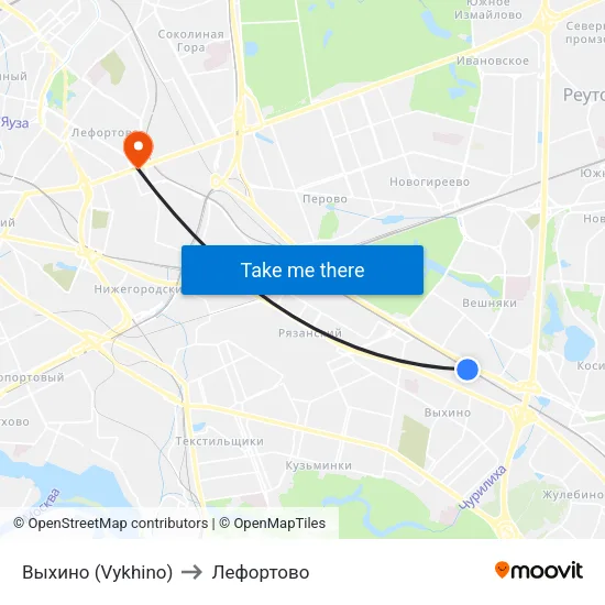 Выхино (Vykhino) to Лефортово map