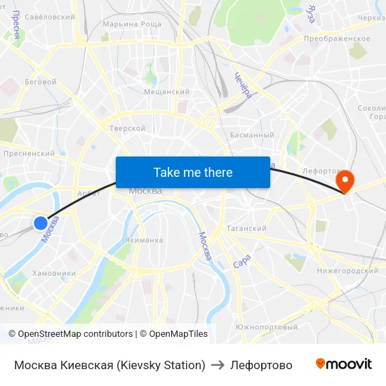 Москва Киевская (Kievsky Station) to Лефортово map