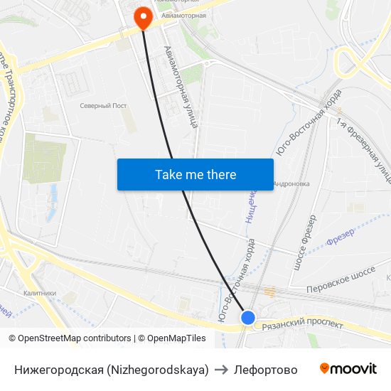 Нижегородская (Nizhegorodskaya) to Лефортово map