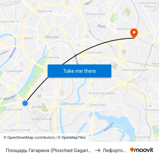 Площадь Гагарина (Ploschad Gagarina) to Лефортово map