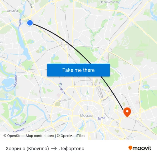 Ховрино (Khovrino) to Лефортово map