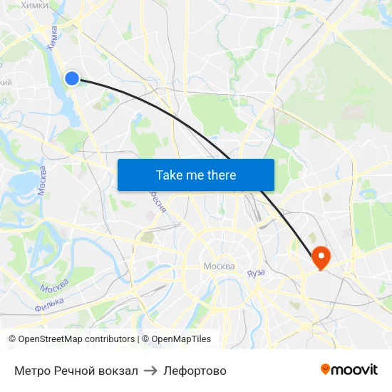 Метро Речной вокзал to Лефортово map