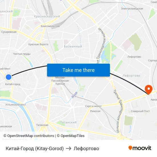 Китай-Город (Kitay-Gorod) to Лефортово map