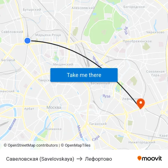 Савеловская (Savelovskaya) to Лефортово map