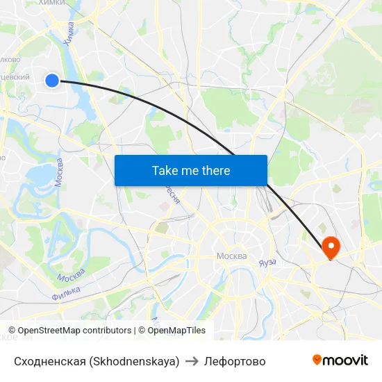 Сходненская (Skhodnenskaya) to Лефортово map