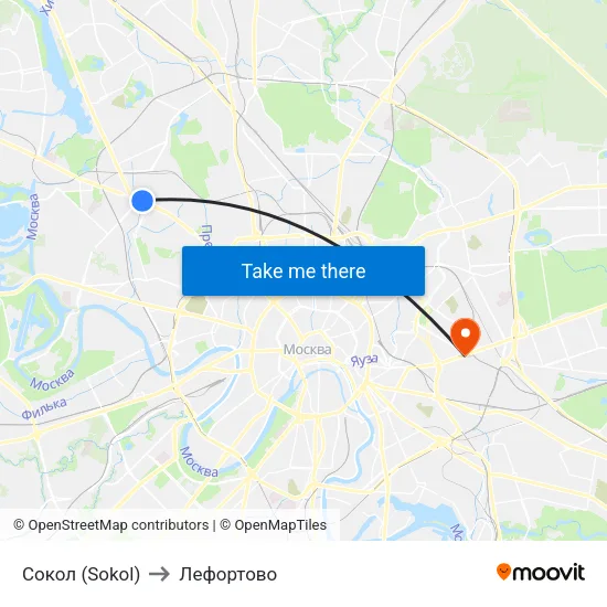 Сокол (Sokol) to Лефортово map