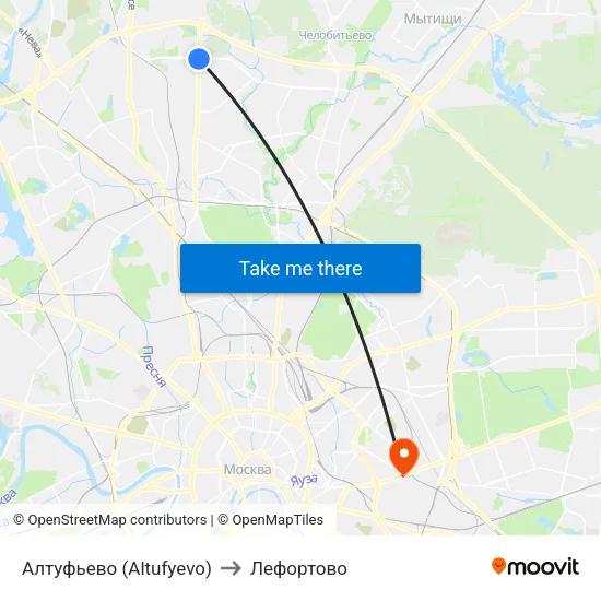 Алтуфьево (Altufyevo) to Лефортово map