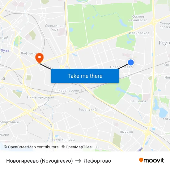 Новогиреево (Novogireevo) to Лефортово map