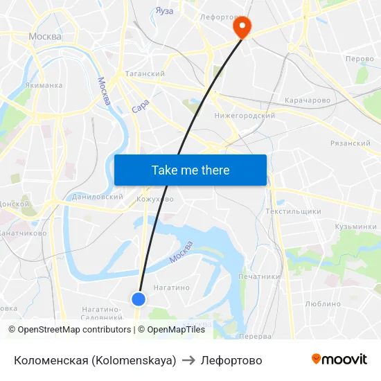 Коломенская (Kolomenskaya) to Лефортово map