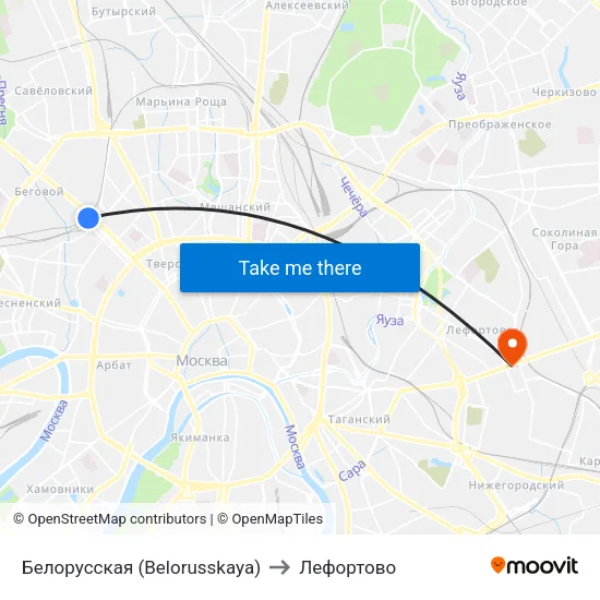 Белорусская (Belorusskaya) to Лефортово map