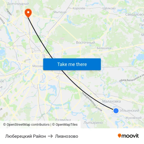 Люберецкий Район to Лианозово map