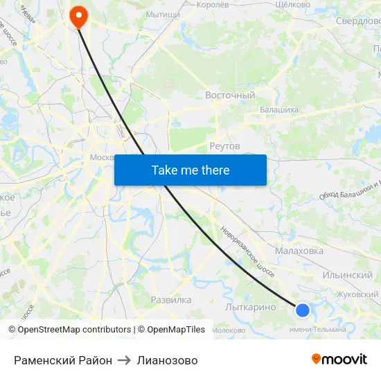 Раменский Район to Лианозово map