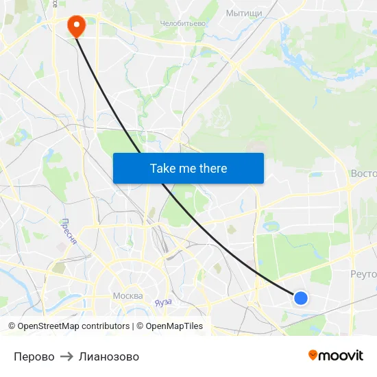 Перово to Лианозово map
