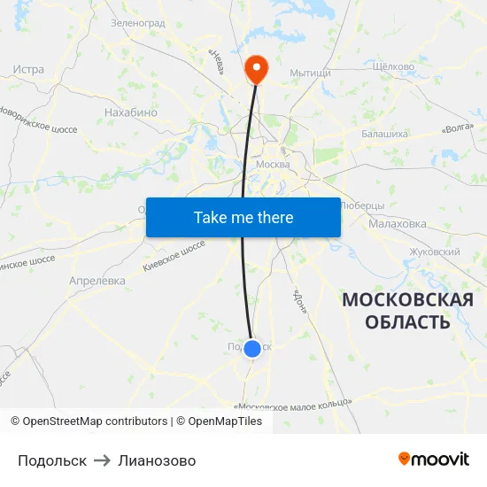 Подольск to Лианозово map