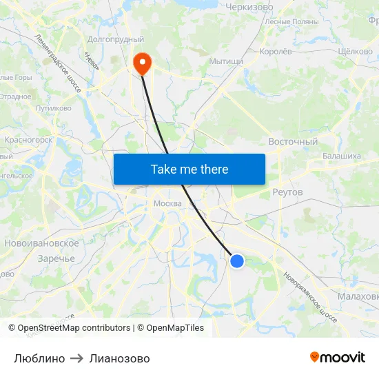 Люблино to Лианозово map