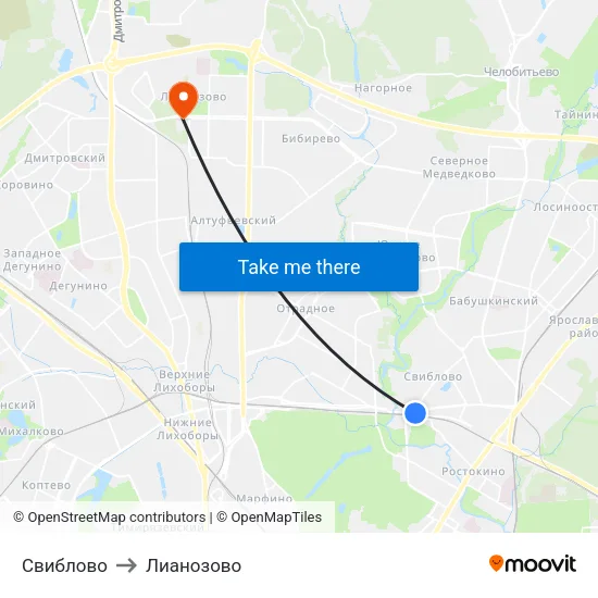 Свиблово to Лианозово map