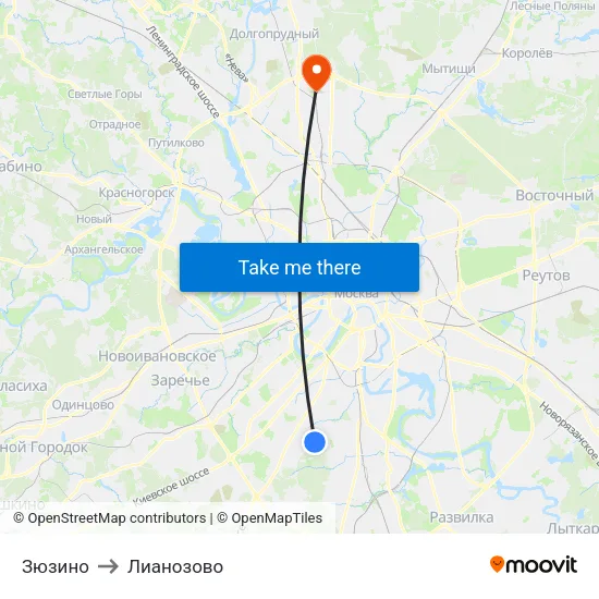 Зюзино to Лианозово map