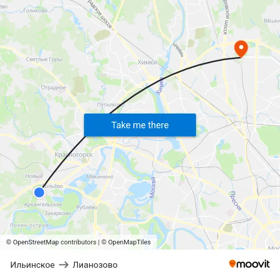 Ильинское to Лианозово map