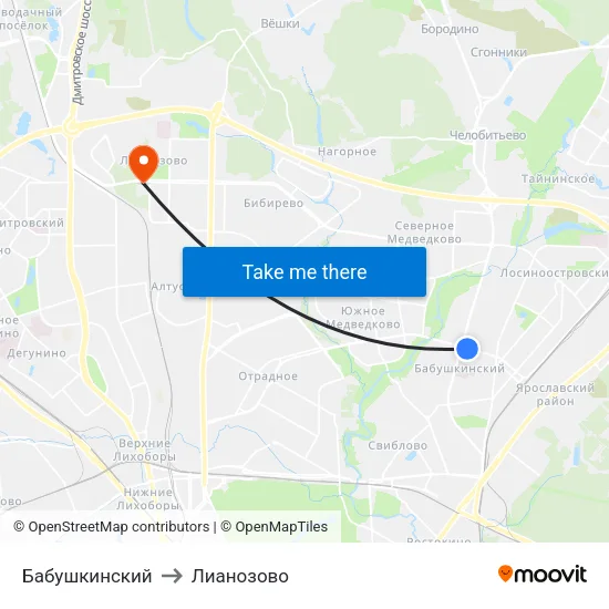 Бабушкинский to Лианозово map