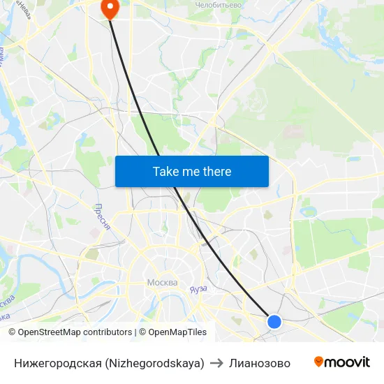 Нижегородская (Nizhegorodskaya) to Лианозово map