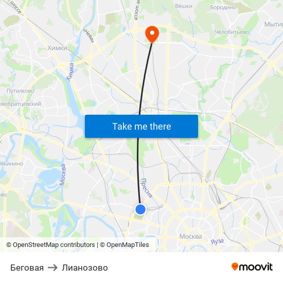 Беговая to Лианозово map