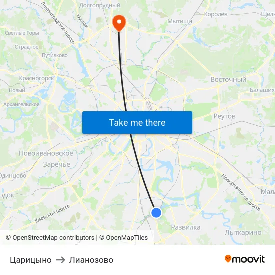 Царицыно to Лианозово map