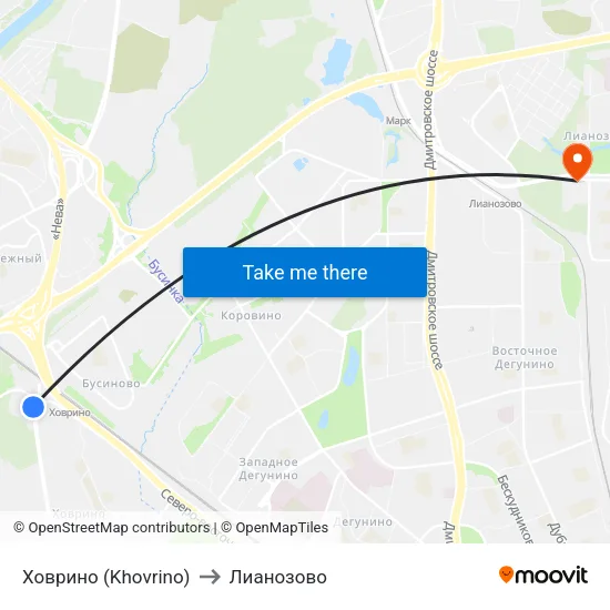 Ховрино (Khovrino) to Лианозово map