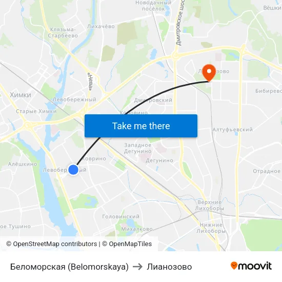 Беломорская (Belomorskaya) to Лианозово map