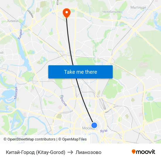 Китай-Город (Kitay-Gorod) to Лианозово map