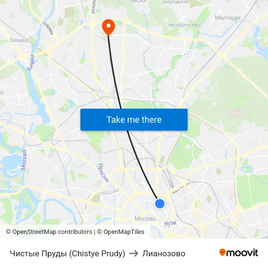 Чистые Пруды (Chistye Prudy) to Лианозово map