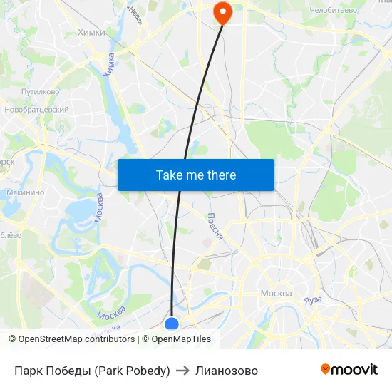 Парк Победы (Park Pobedy) to Лианозово map