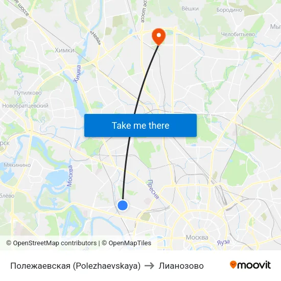 Полежаевская (Polezhaevskaya) to Лианозово map