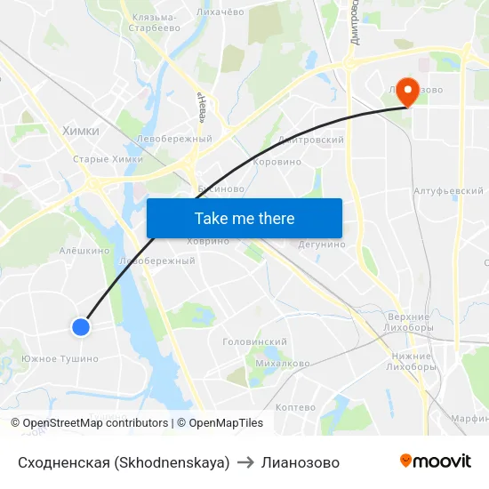Сходненская (Skhodnenskaya) to Лианозово map