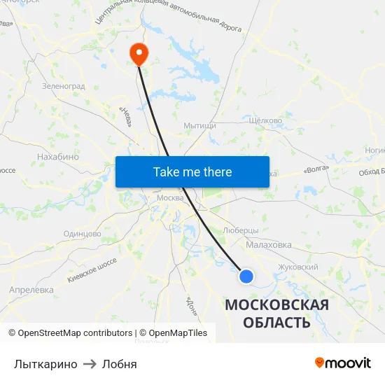 Лыткарино to Лобня map