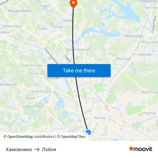 Хамовники to Лобня map