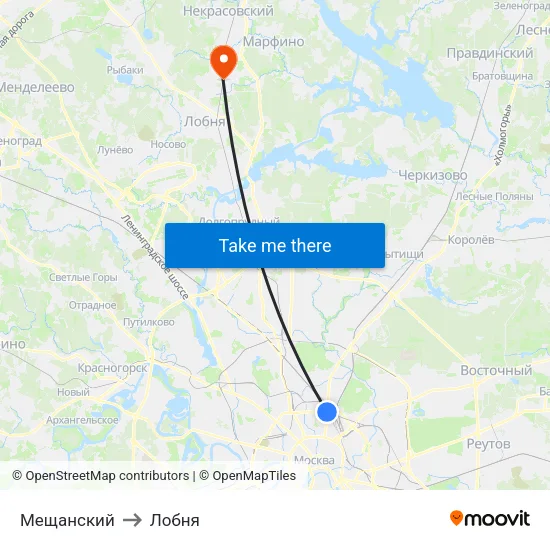 Мещанский to Лобня map