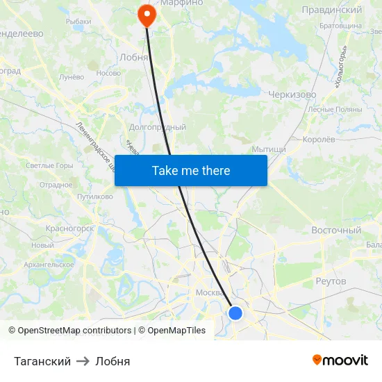 Таганский to Лобня map