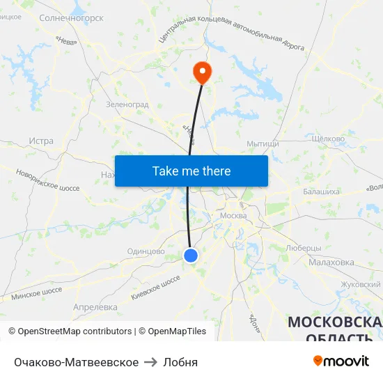 Очаково-Матвеевское to Лобня map