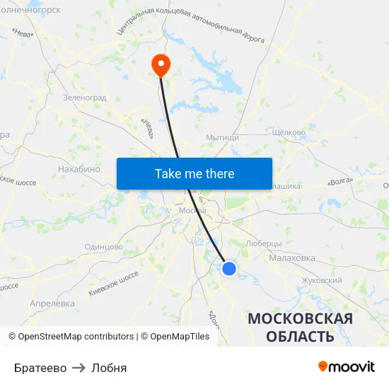 Братеево to Лобня map