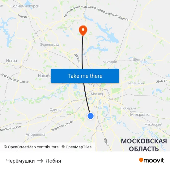 Черёмушки to Лобня map