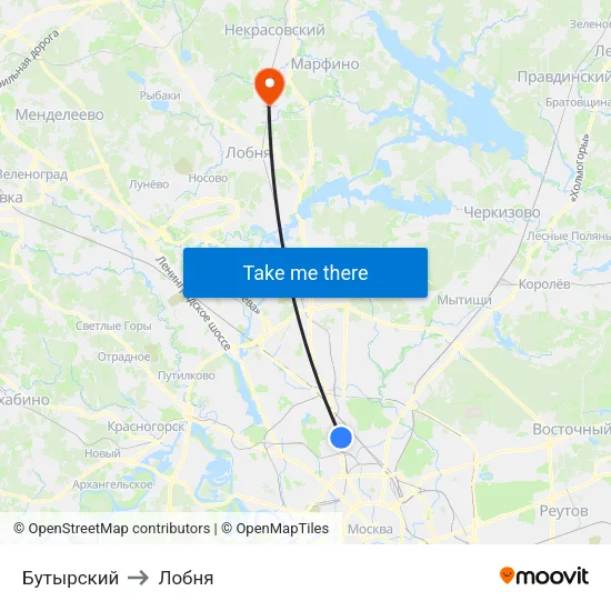 Бутырский to Лобня map