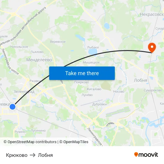 Крюково to Лобня map