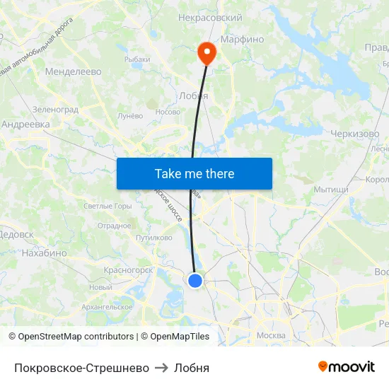 Покровское-Стрешнево to Лобня map