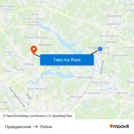 Правдинский to Лобня map