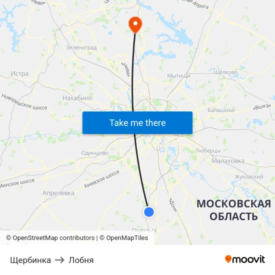 Щербинка to Лобня map